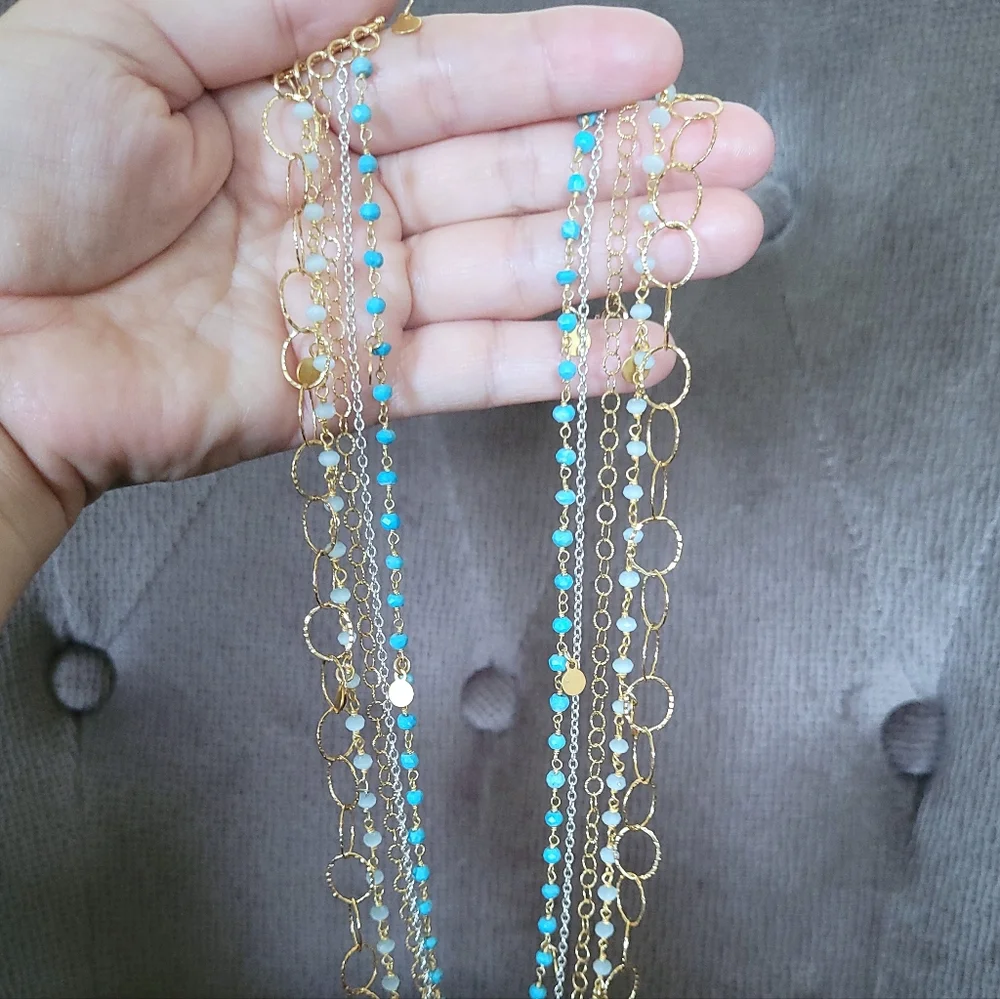 Five🖐 Strand Necklace Statement Necklace - Picture 15 of 16